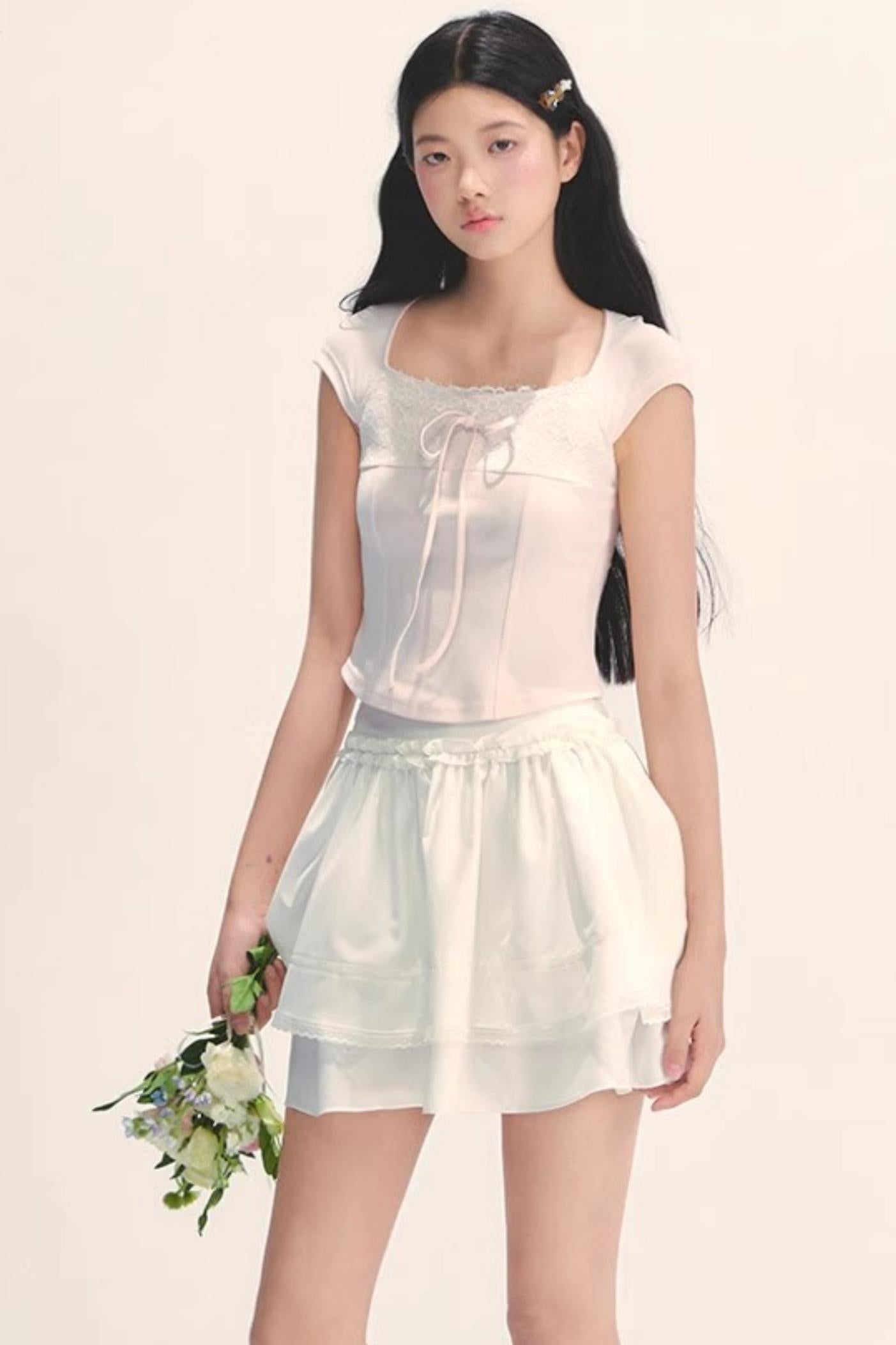 Cotton Lace Peplum Top