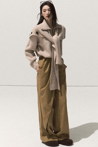 Pleated Winter Wide-Leg Pants