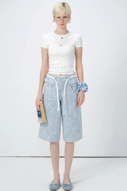 Summer Lace High-Waist Wide-Leg Pants