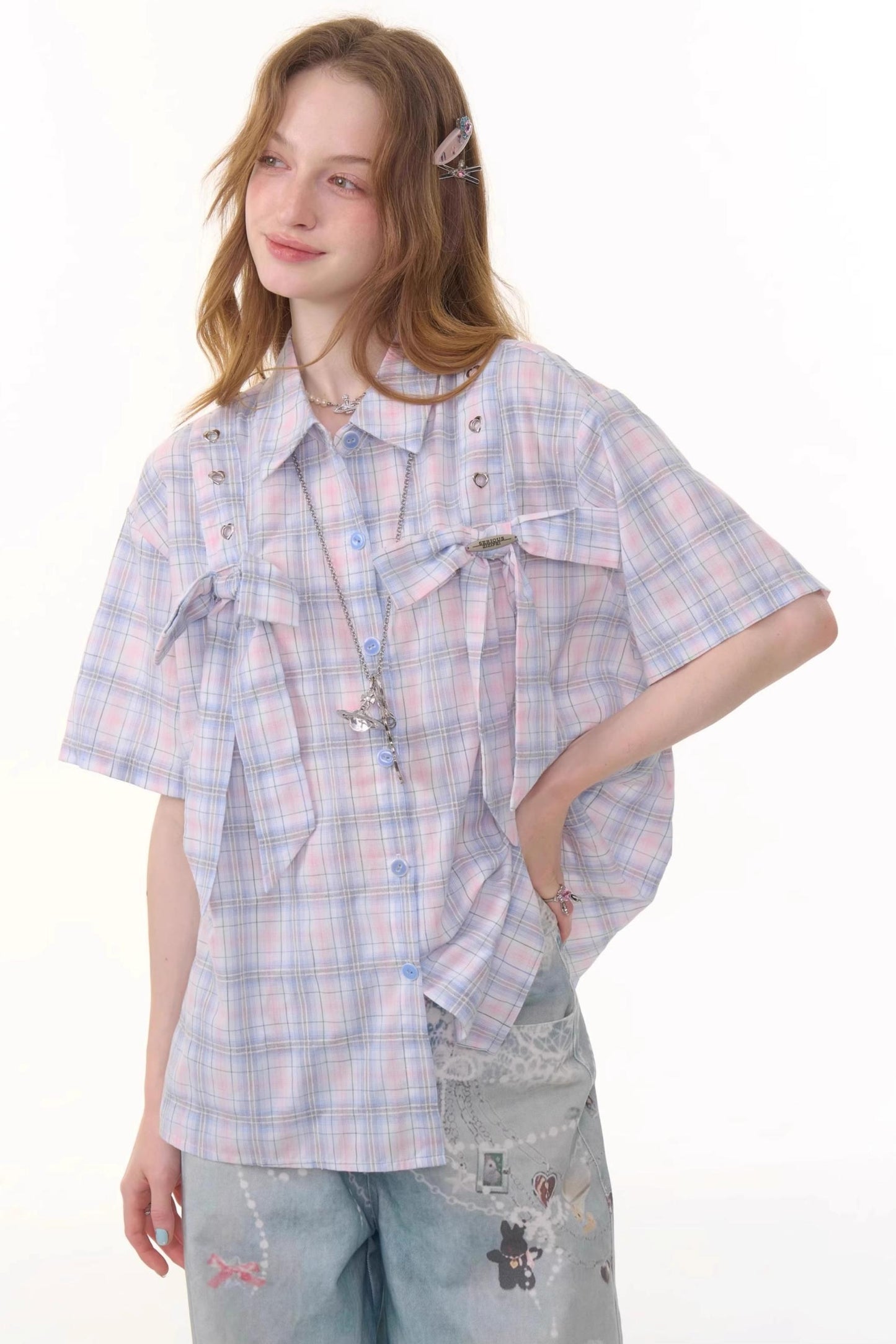 Vintage Pink Plaid Top