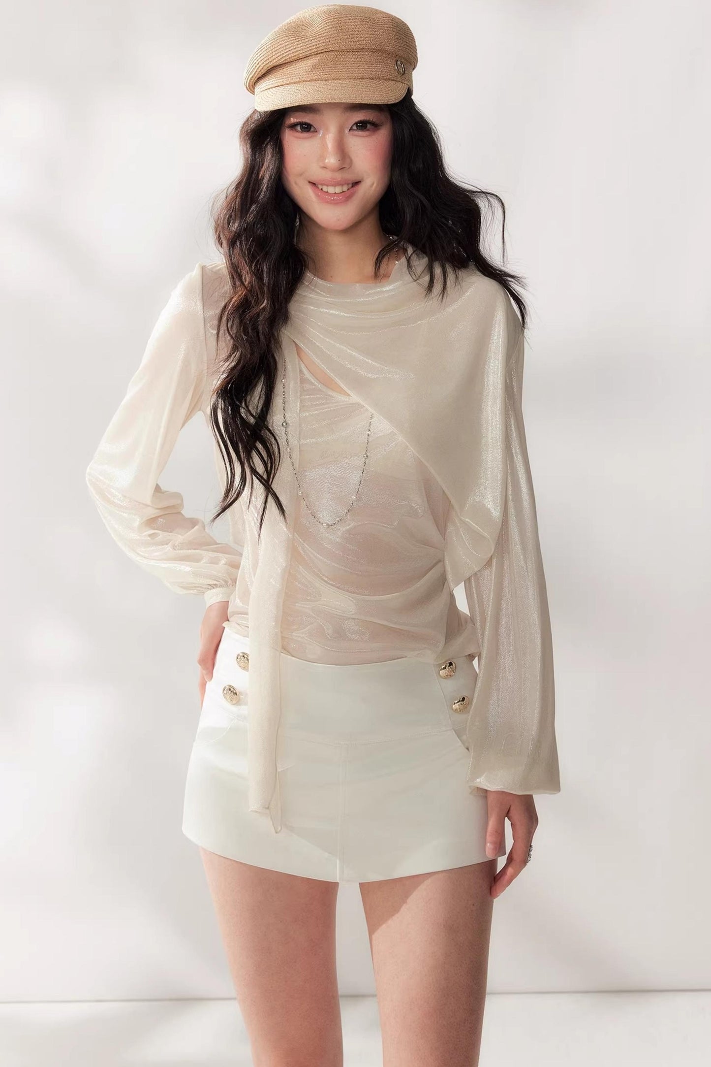 Camicetta in chiffon plissettato