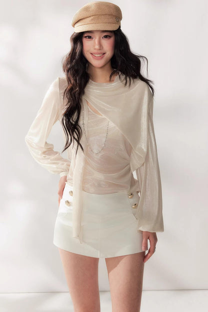 Camicetta in chiffon plissettato