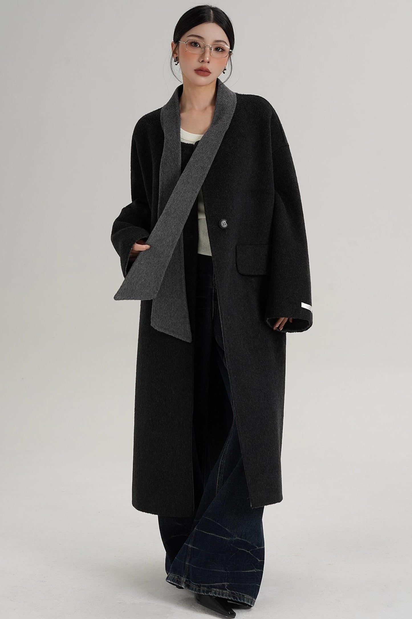 Reversible Contrast Wool Coat