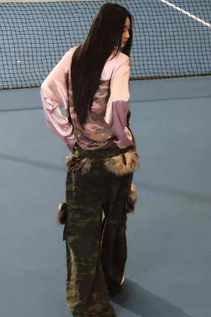 레이스 카모플라주 레트로 탑