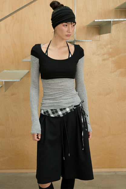 Color-Blocked Plaid Culottes