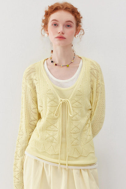 V-Neck Knit Sweater Cardigan