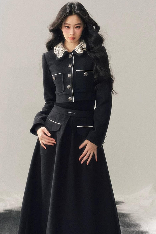 Whisper Lace Winter Suit Skirt Set-Up