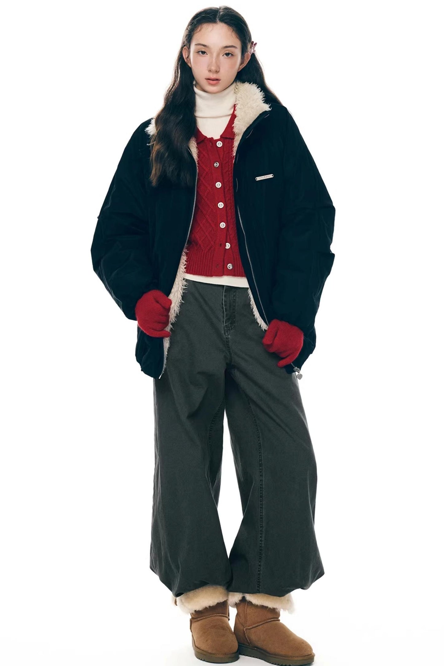 Cocoa Mousse Fur-Lined Jacket