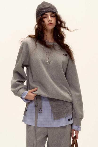 Plaid Patchwork Knit Sweater Set-Up