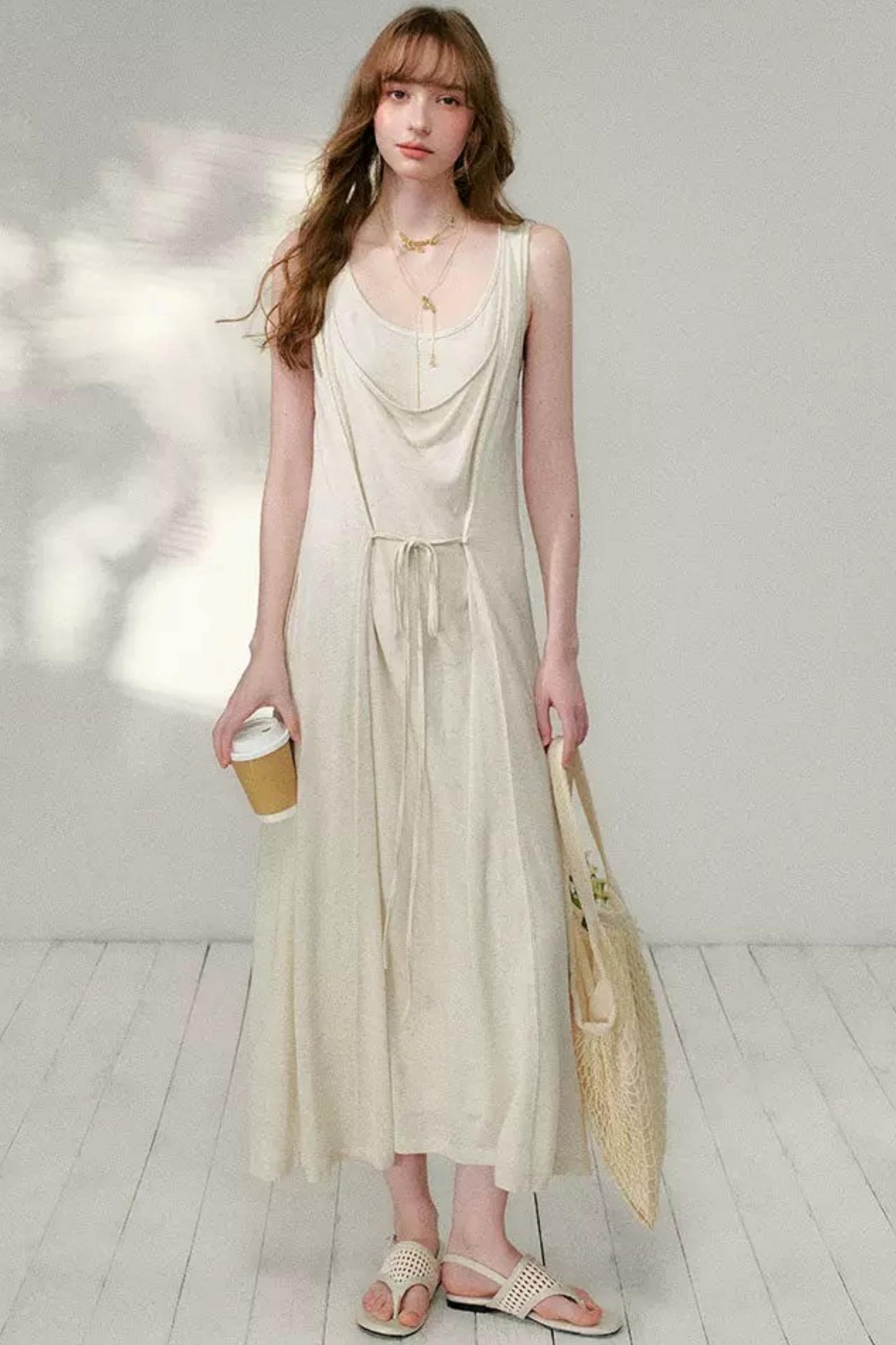 Belted Layered Maxi Dress