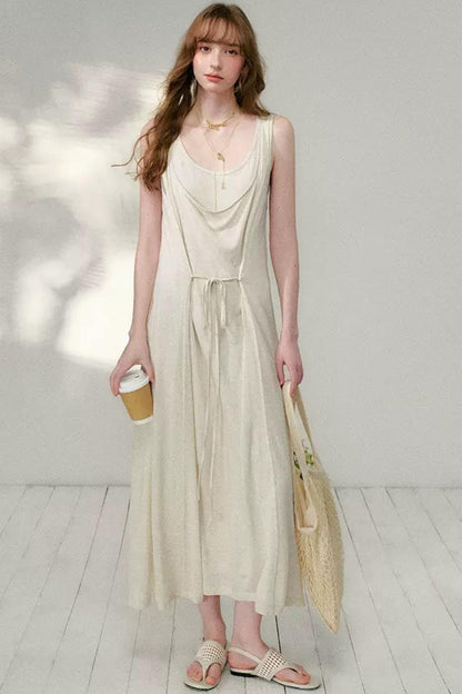 Belted Layered Maxi Dress