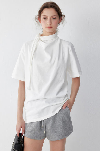 White And Black Cotton Simple T-Shirt