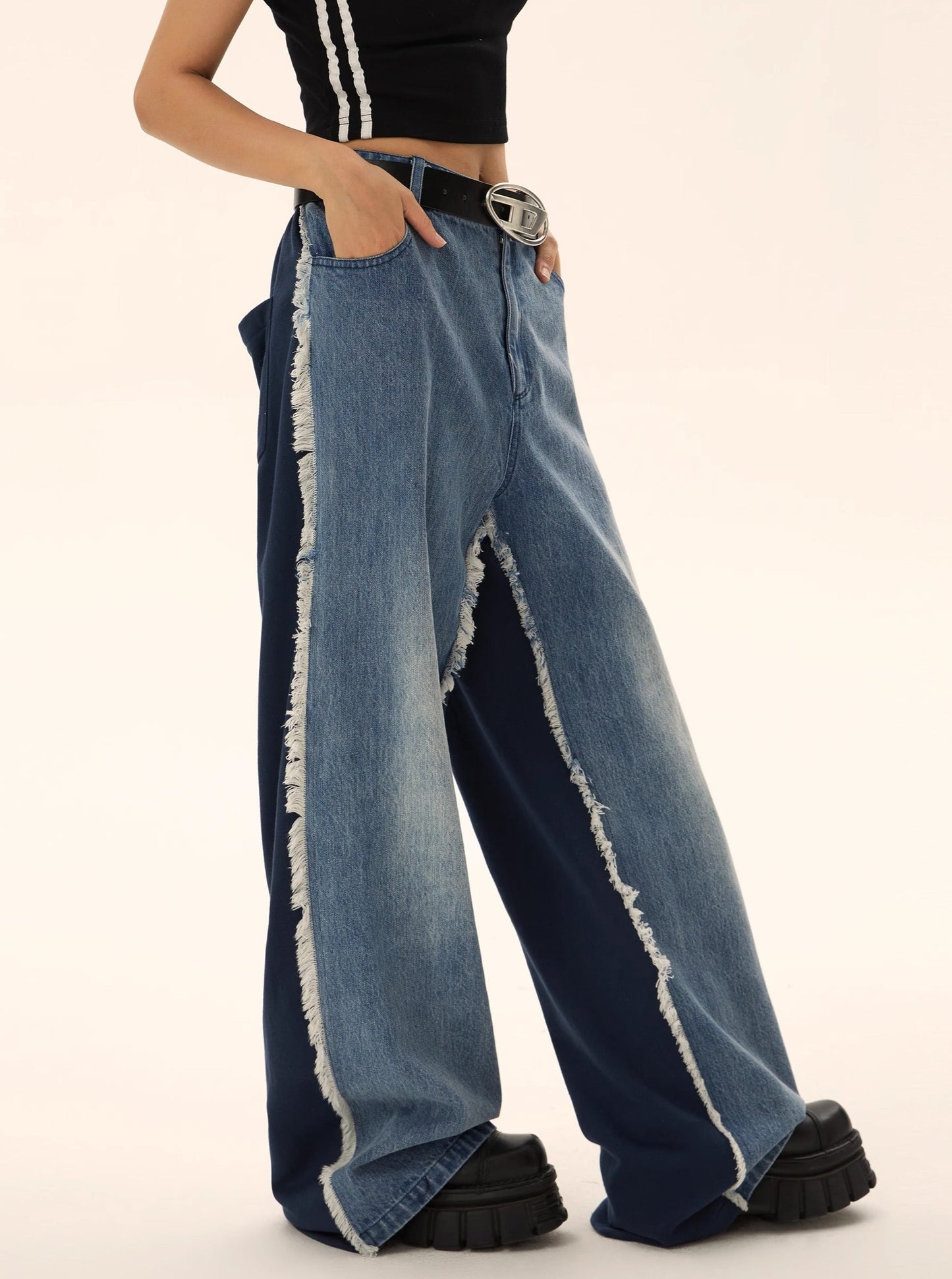 American retro wide-leg jeans pant