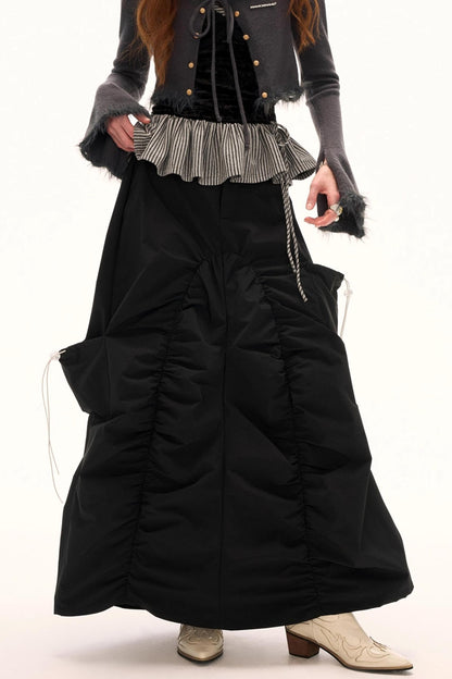Functional Irregular Hem Black Skirt