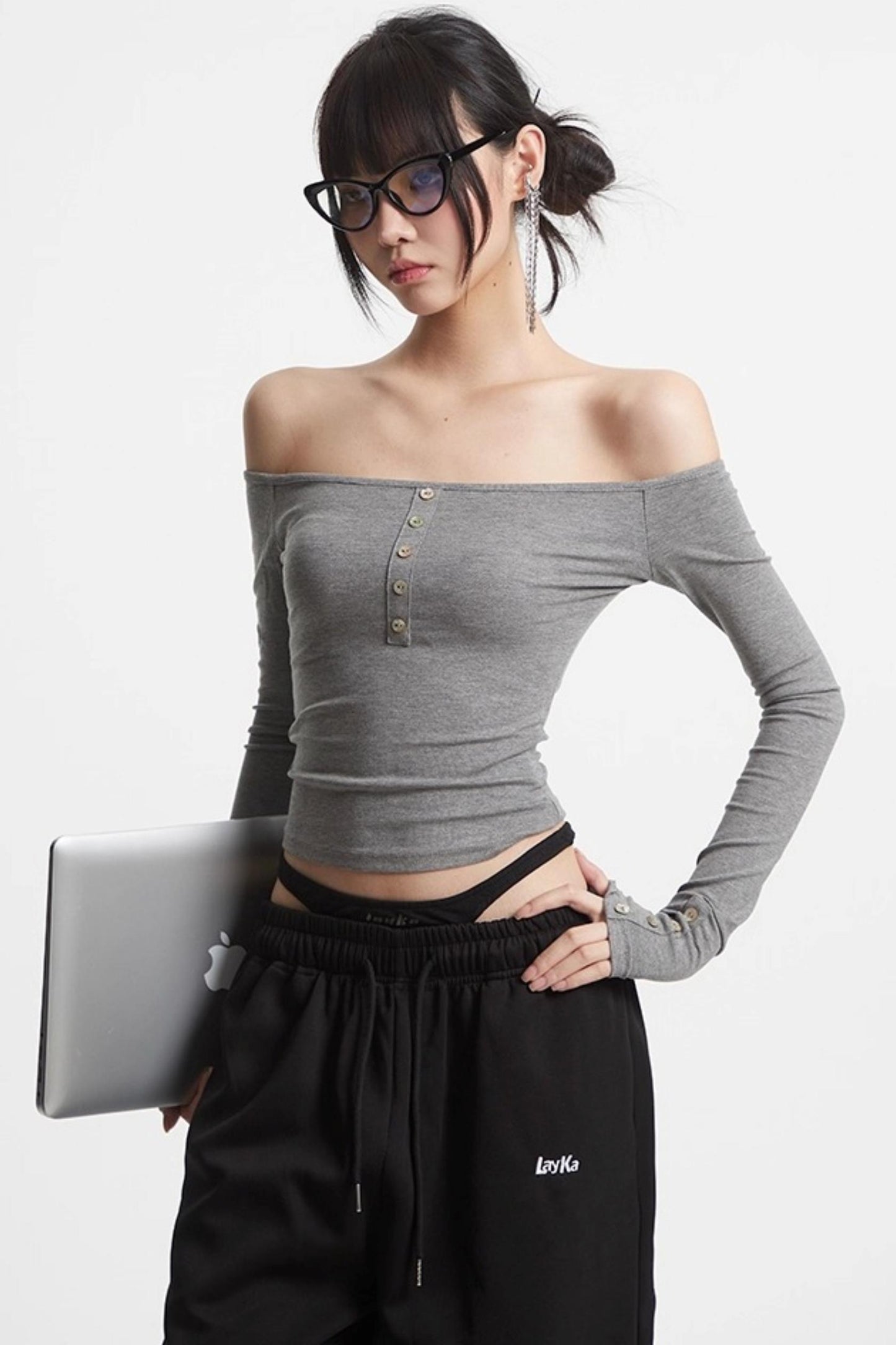 One-Shoulder Long Sleeve T-Shirt