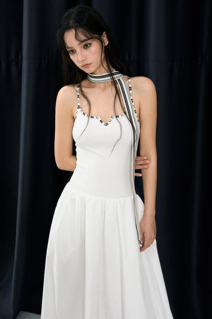 Summer White Halter Maxi Dress