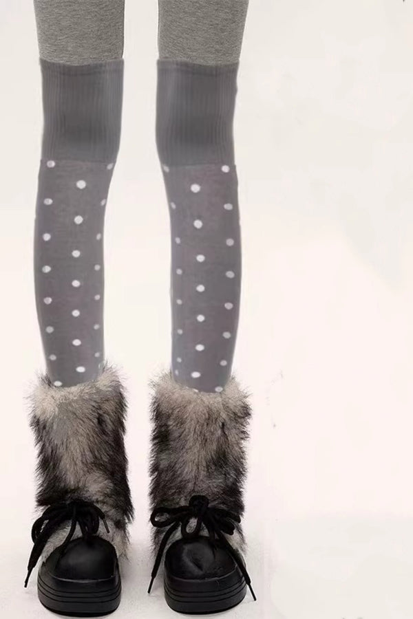 Gray-Pink Polka Dot Snow Socks