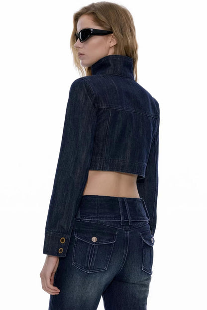 Structural Silhouette Short Denim Jacket