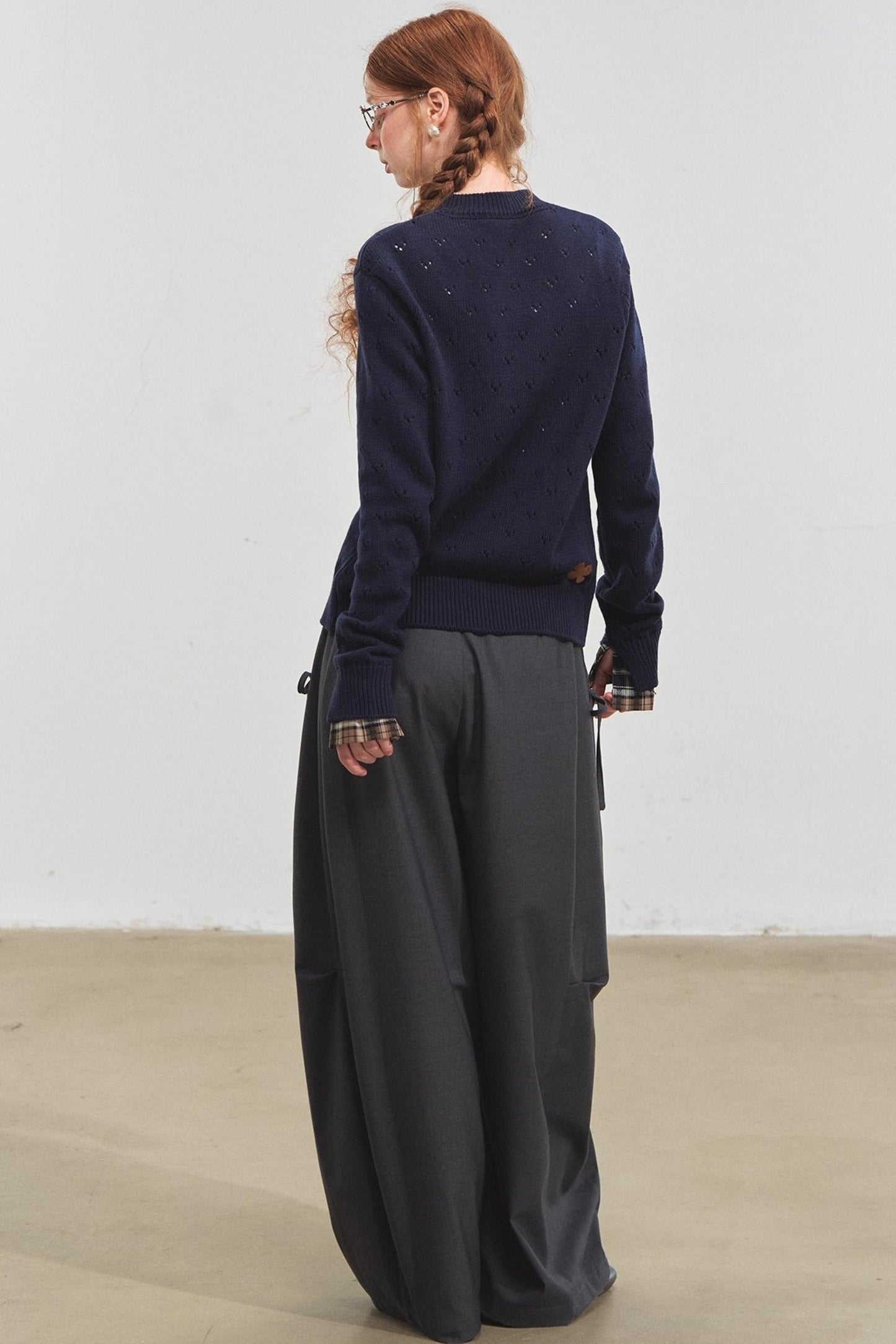 Vintage Check Lace-Up Cardigan