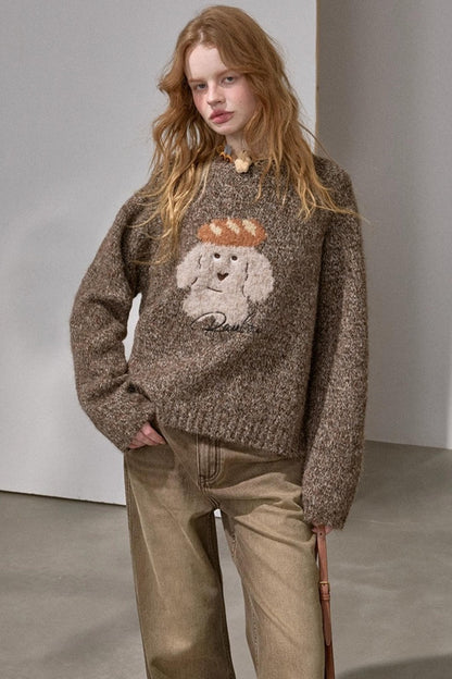 Bread Dog Round Neck Sweater