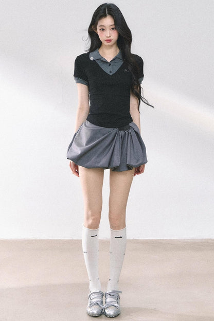 Short Sleeve Off-Shoulder Crop Top