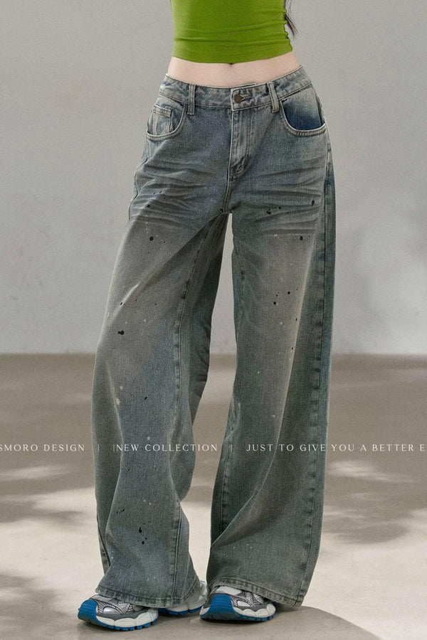 Irregular Splatter Ink Wide-Leg Pants