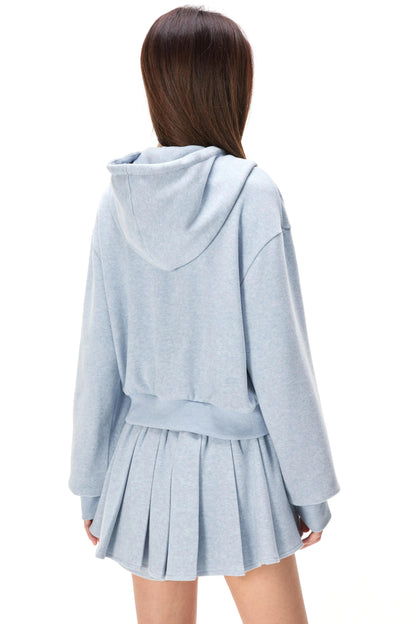 Pocket Studded Hooded Cardigan Set-Up