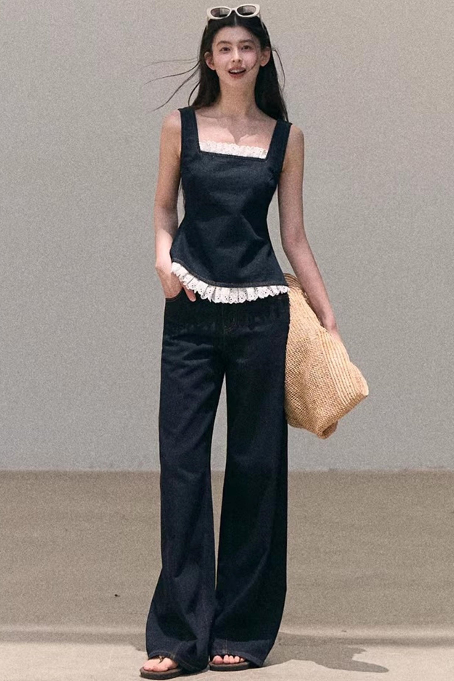 Sun-Kissed Floral Denim Pants Set-Up