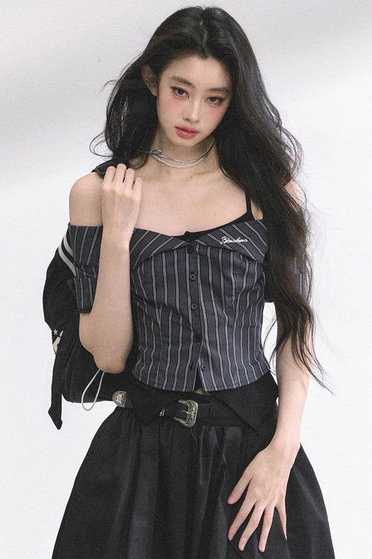 Kyoto Striped Short-Sleeved Sunscreen Top