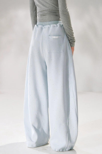 Rhinestone Elastic Waistband Pants