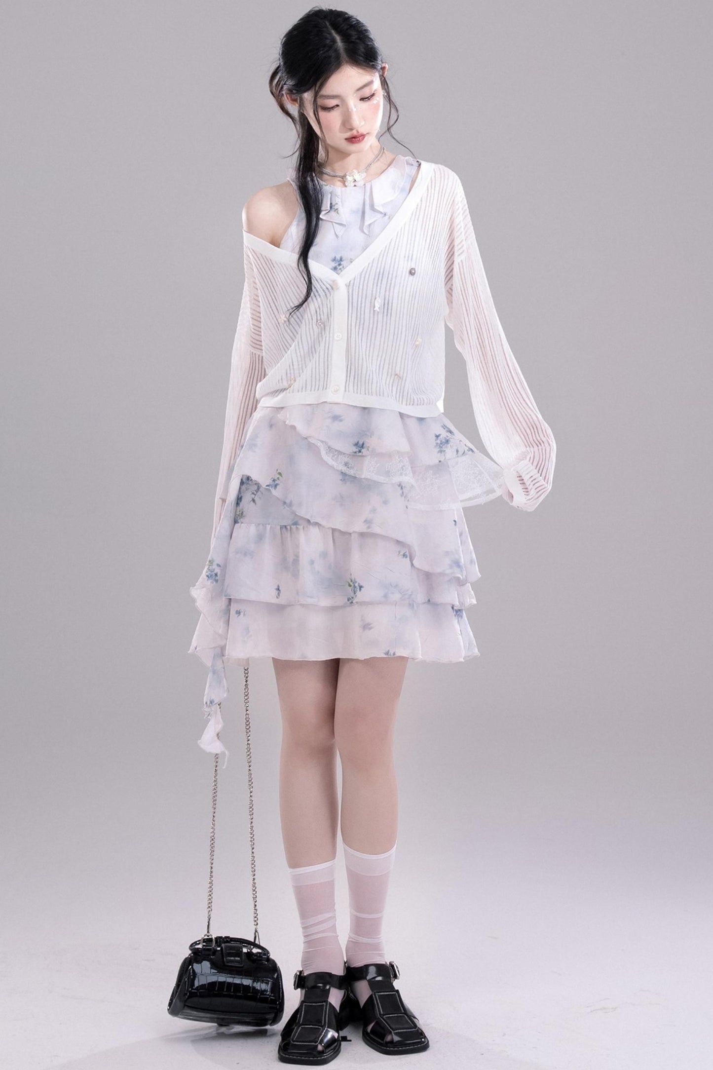 Fluid Floral Cascade Dress