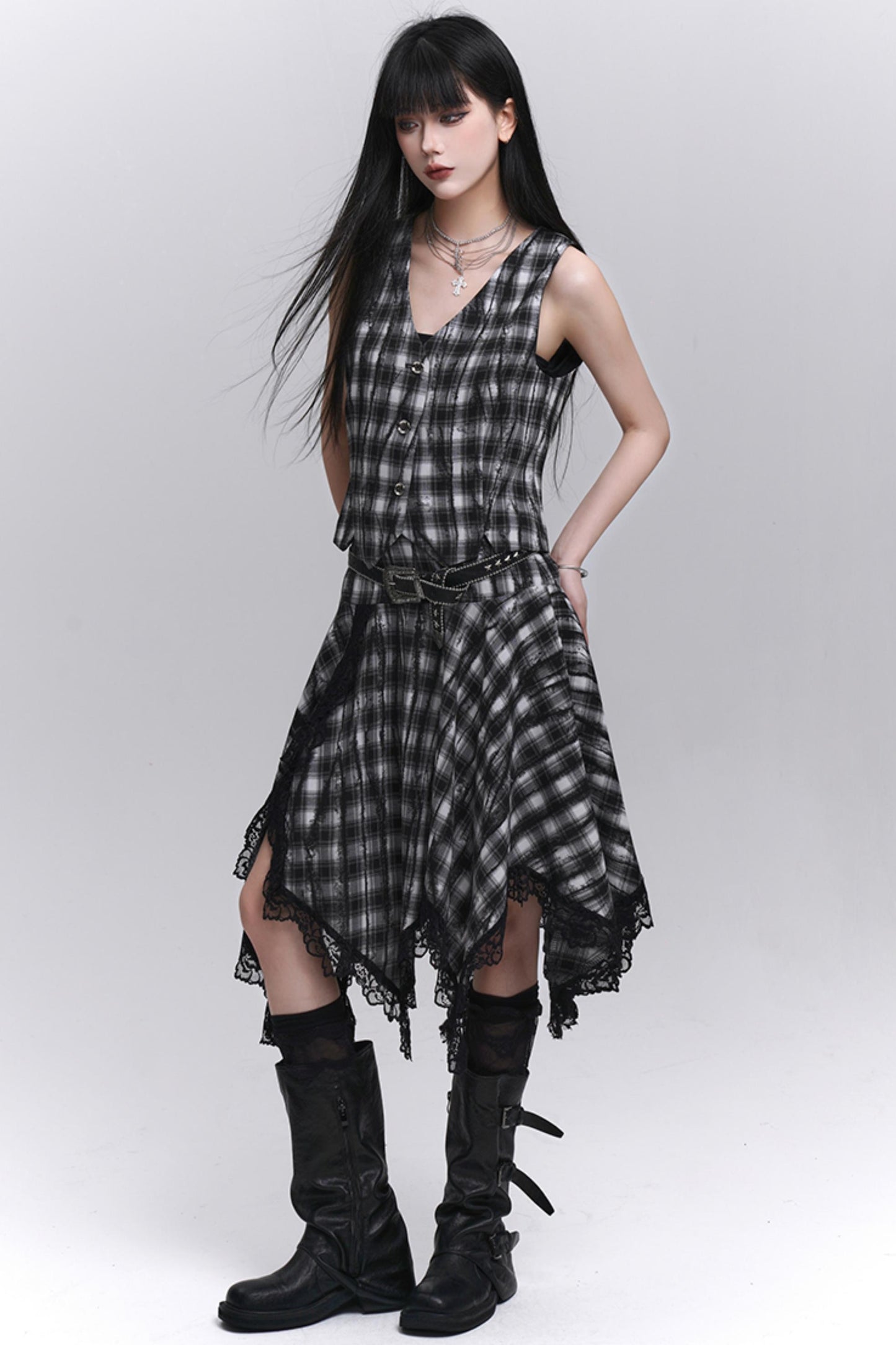 Summer Plaid Bustier Skirt Set-Up