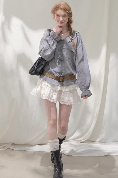 Ruffled V-Neck Shirt