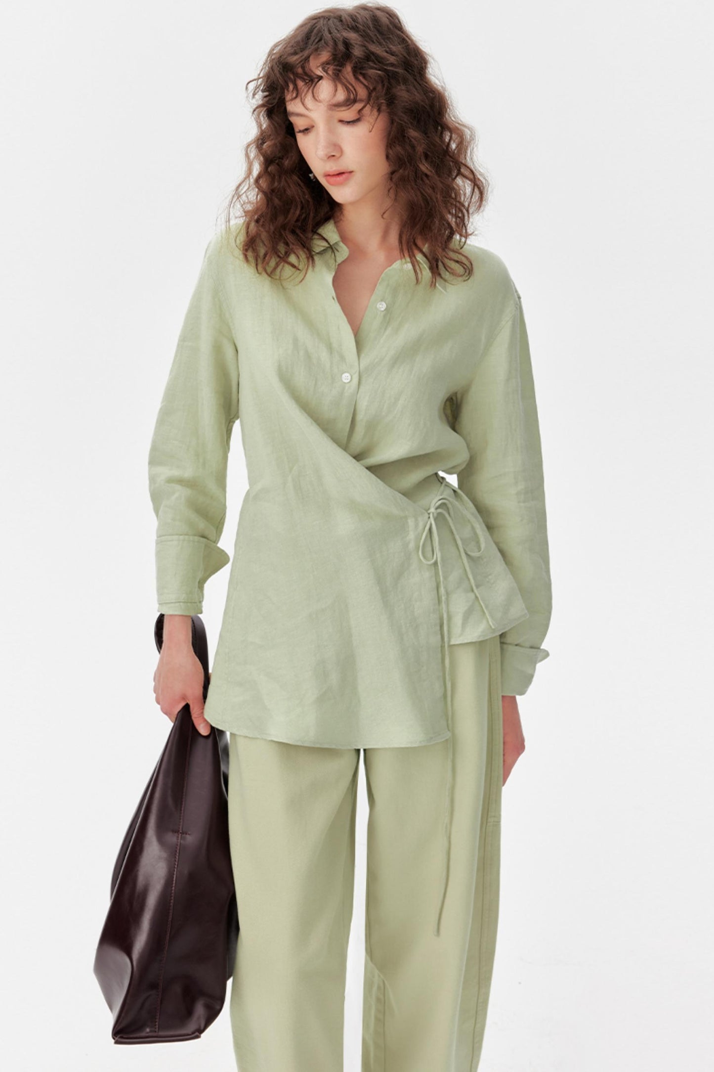 Mint Linen Shirt Pants Set-Up