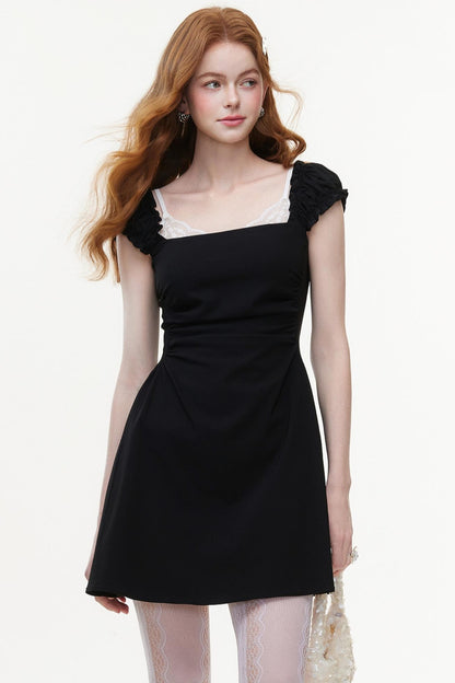 Bold Square Collar Strapless Dress