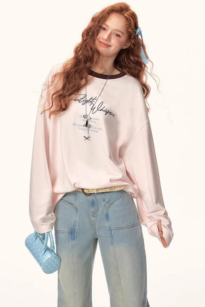 Color-Blocked Letter Print Top