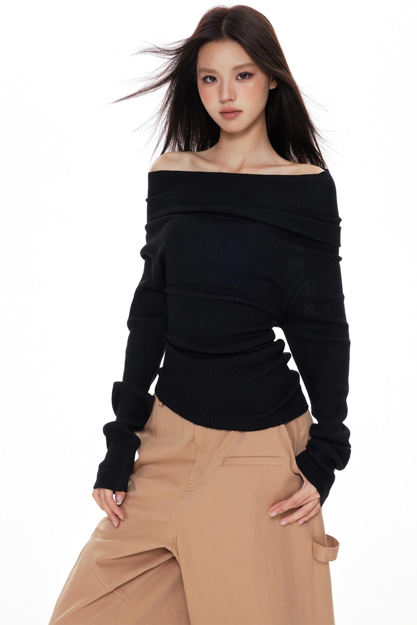 One-Shoulder Knit Sweater