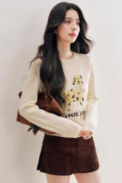 Puppy Jacquard Pullover Sweater