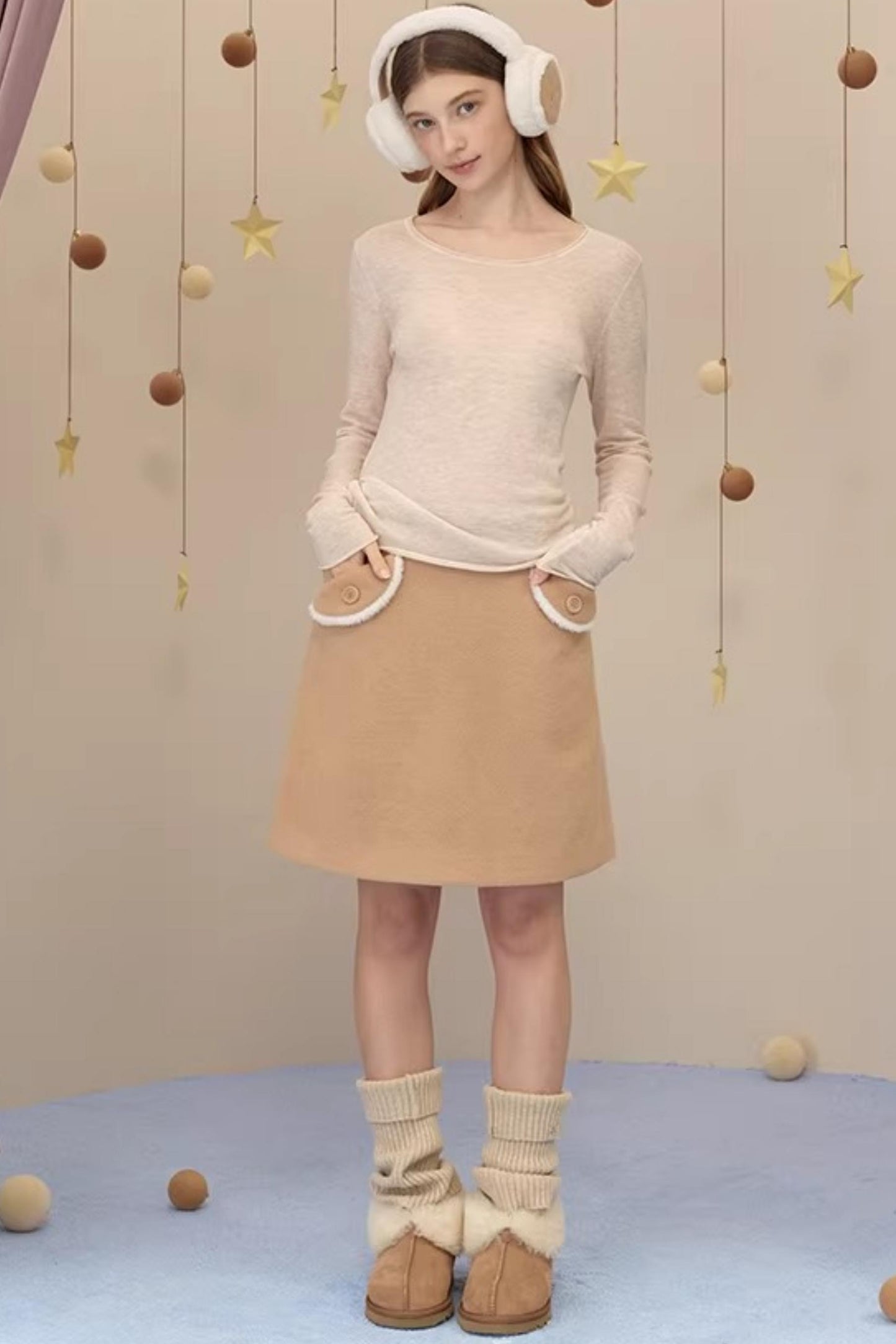 Snow Season Wool A-Line Skirt