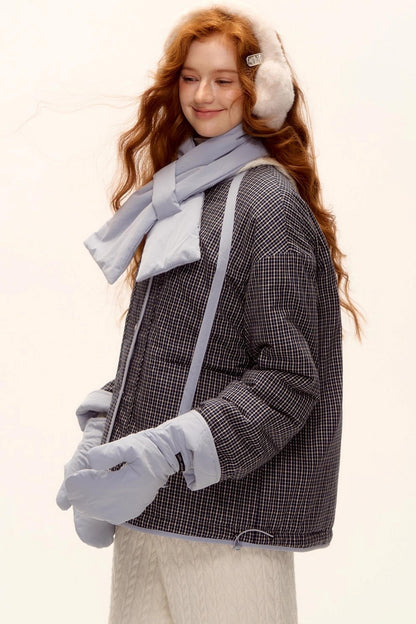 Milk Blue Plaid Cotton Jacket Set