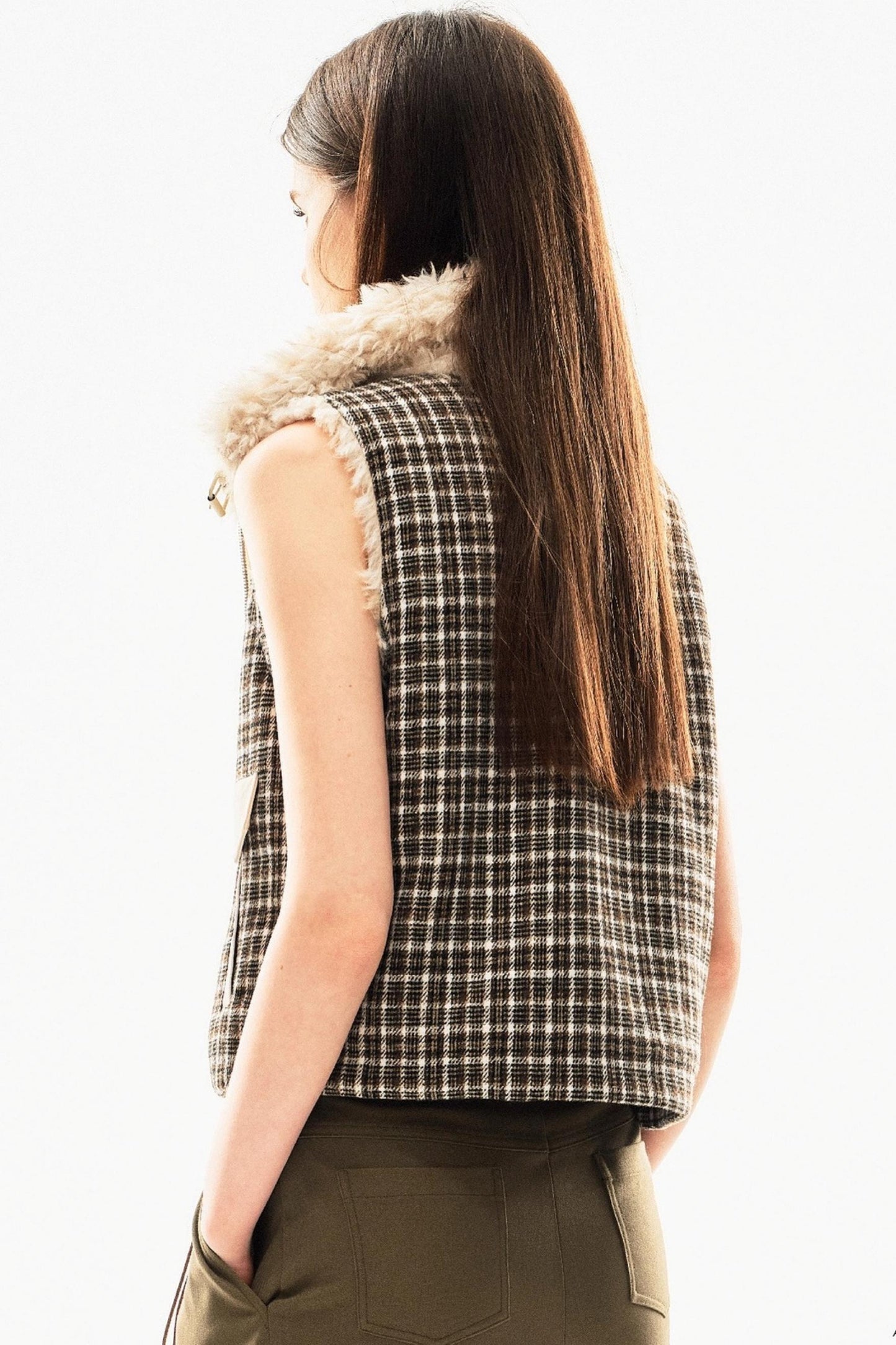Reversible Plaid Vest Jacket