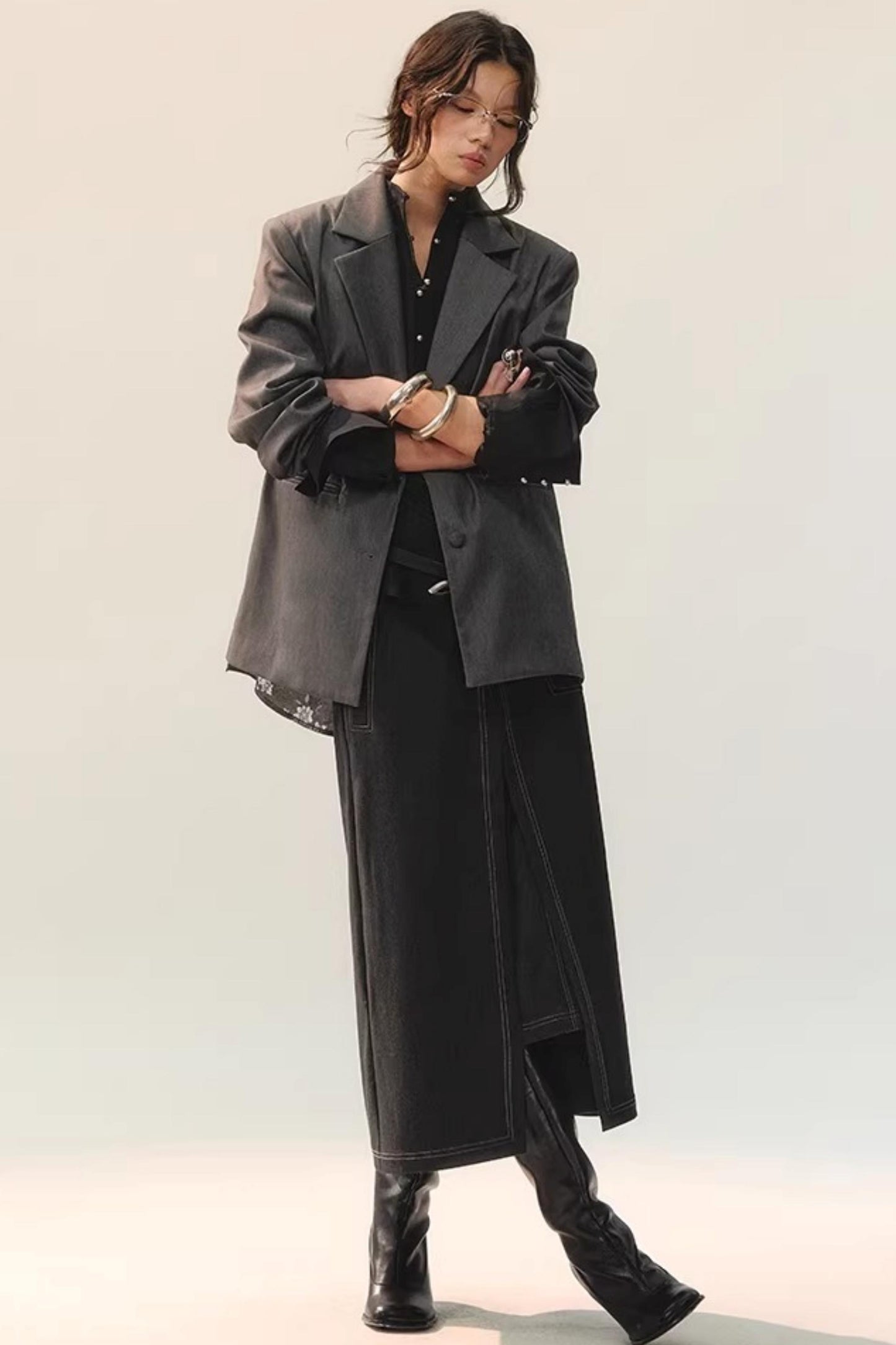 Contrasting Layered Half Skirt