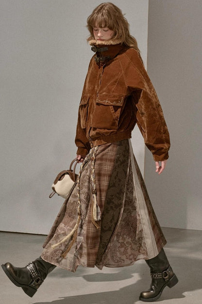 Vintage Floral Deconstructivism Midi Skirt