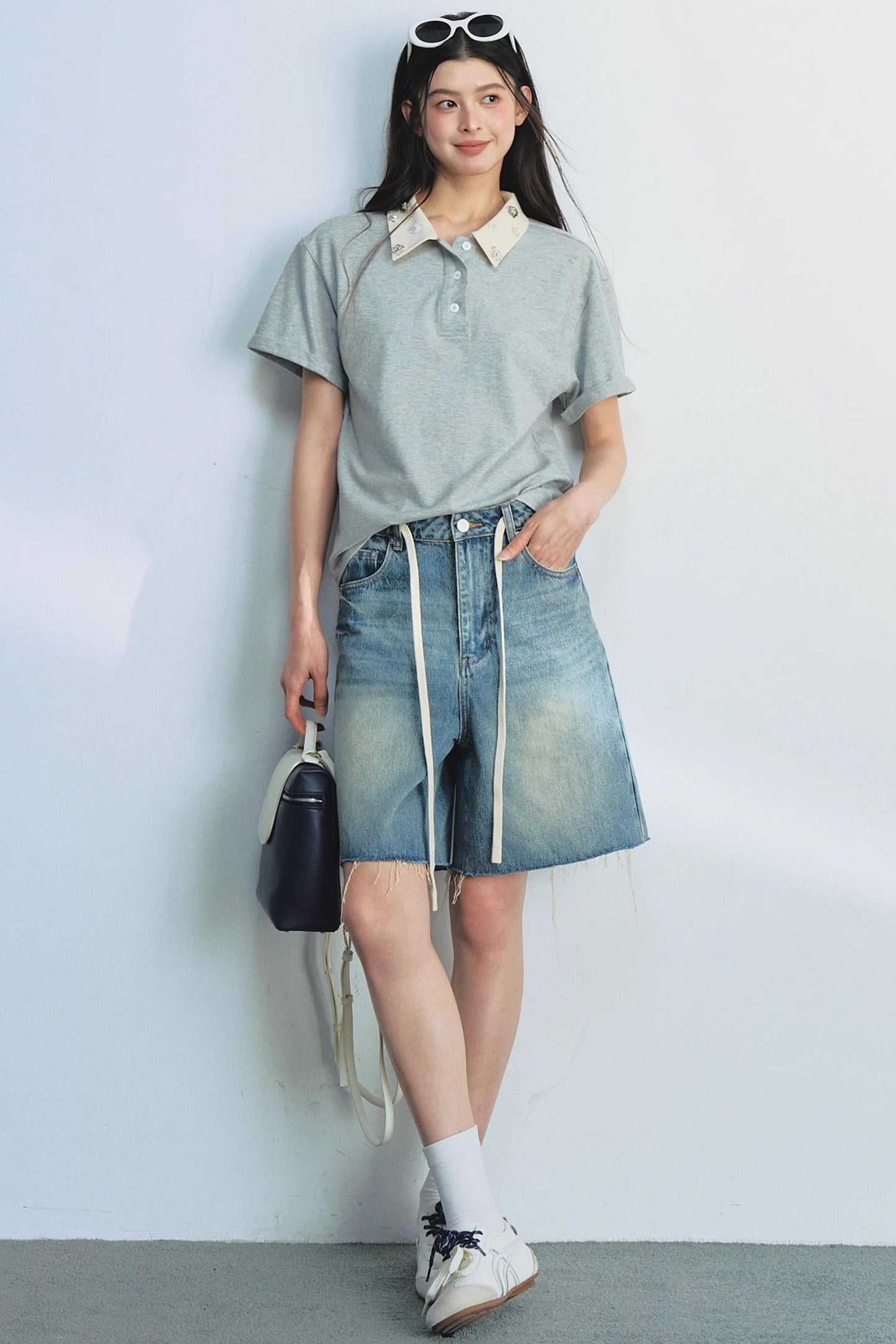 Raw Navy Denim Shorts