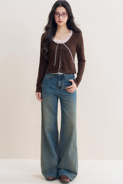 Romantic Lace Chocolate Cardigan