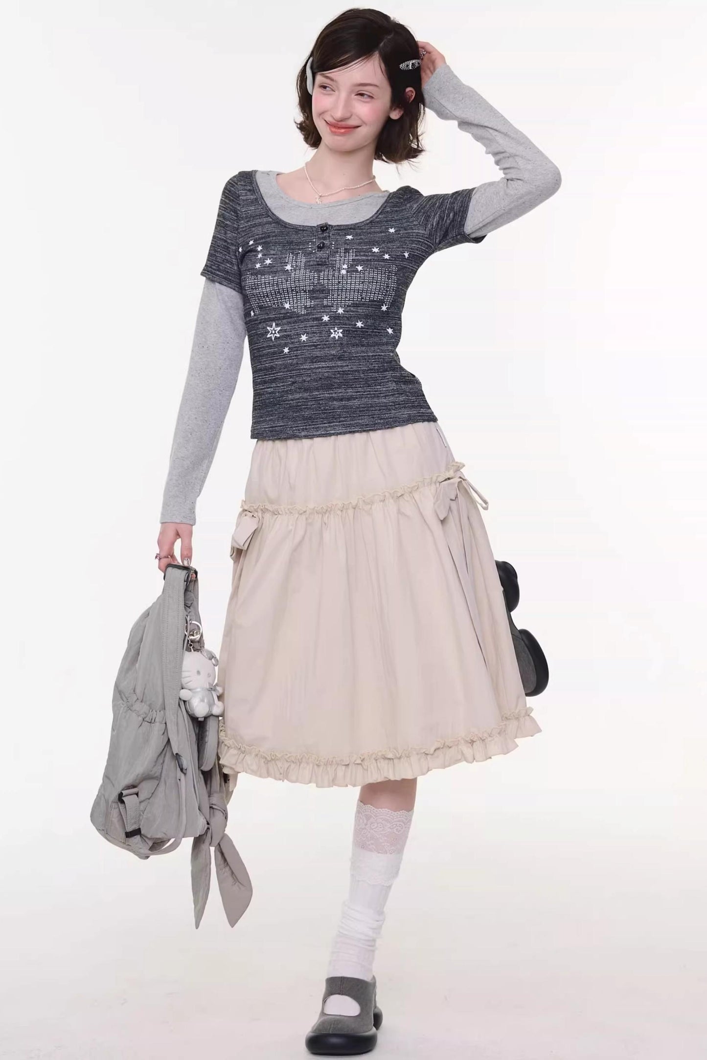 Vintage Bow-Knot Midi Skirt