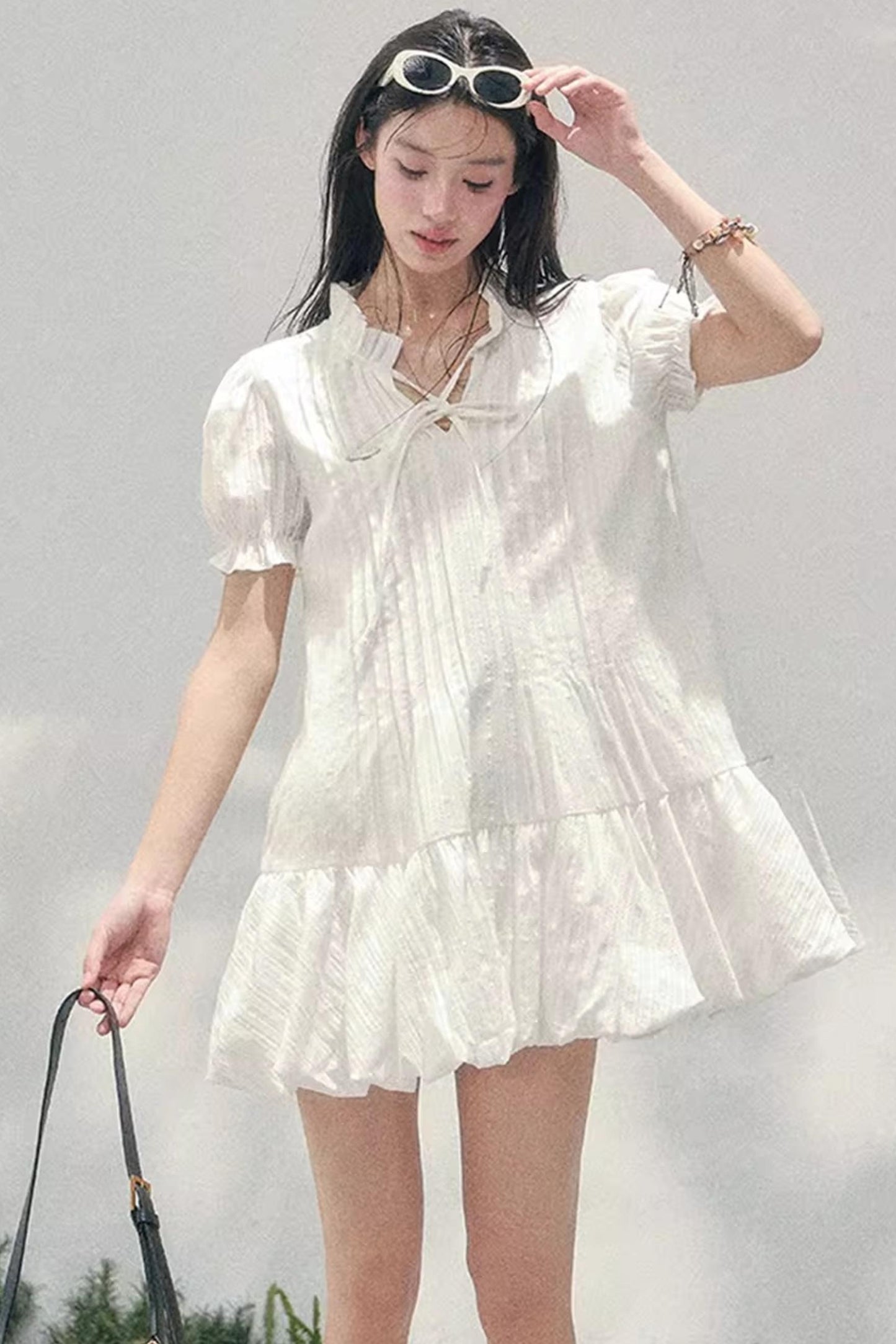 Plaid Puff Sleeve Dress