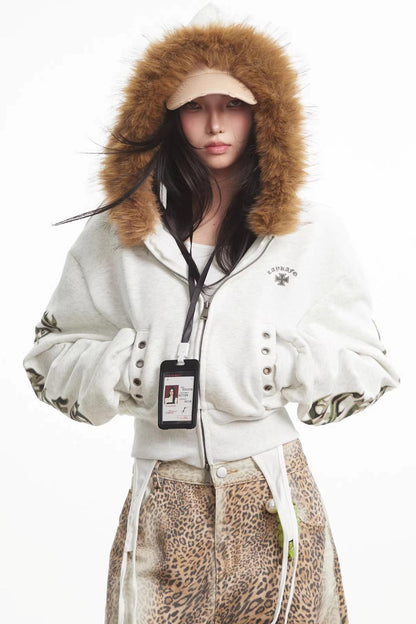 Light Gray Hooded Cardigan Jacket