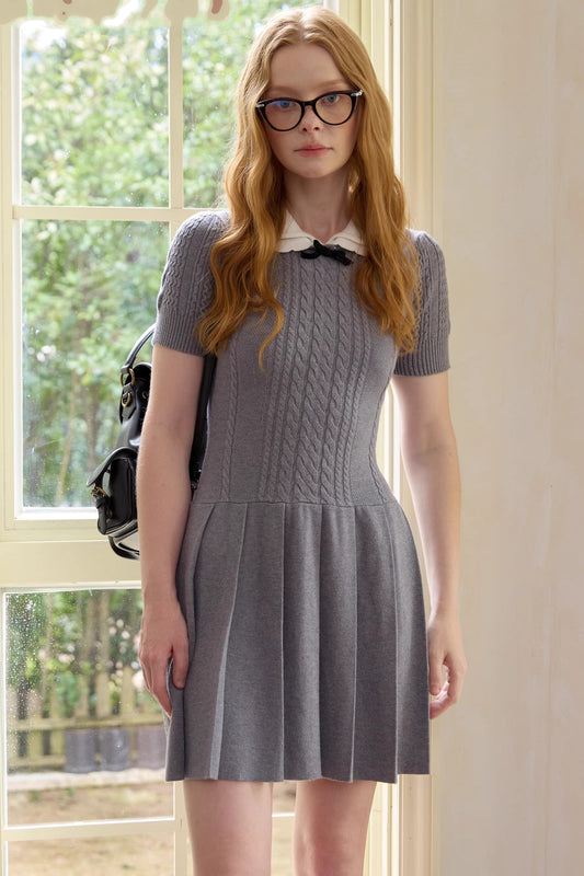 Slim Knit Pleated Dress
