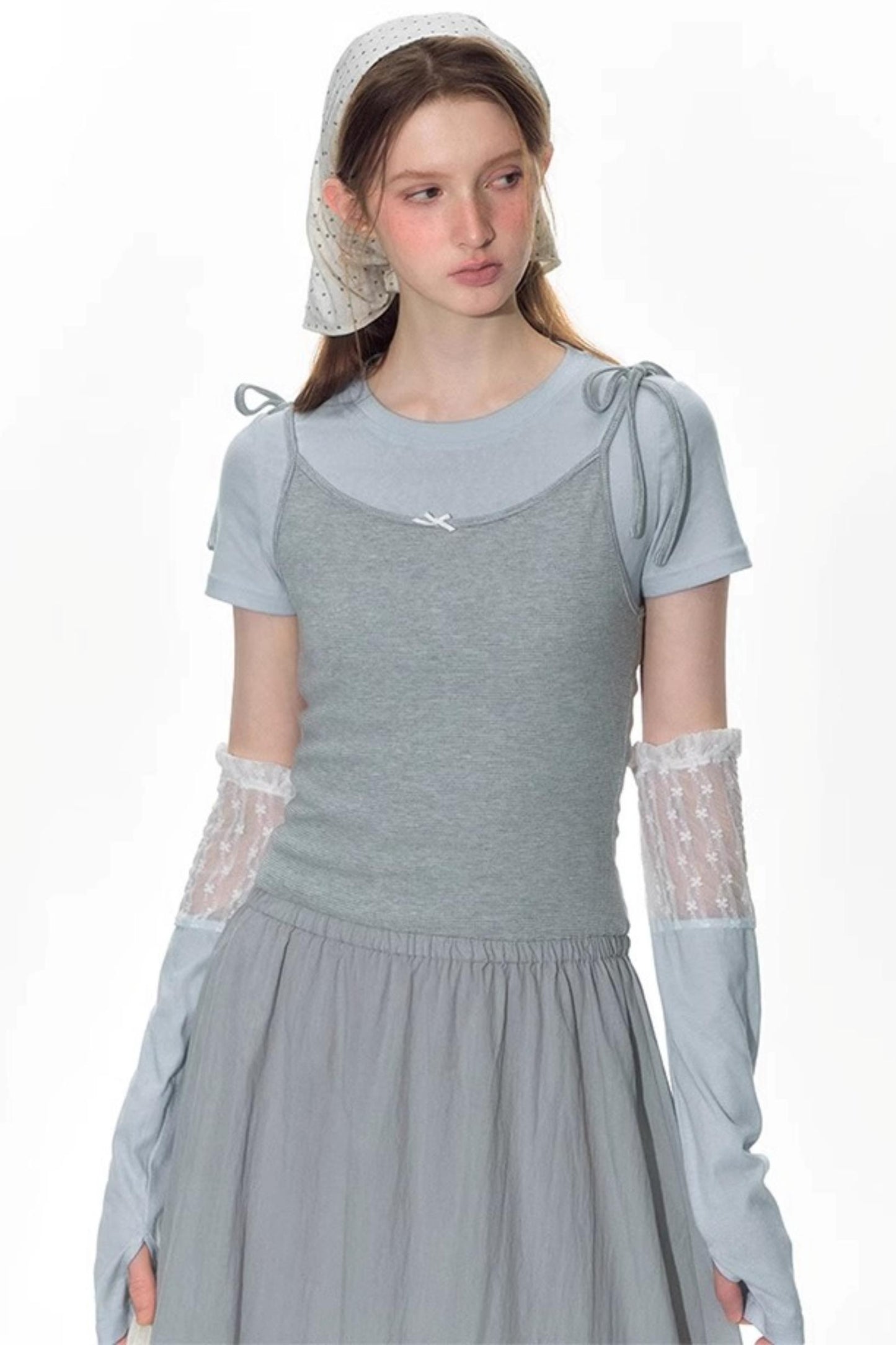 Nap Lace Stitched Short Sleeve T-Shirt Set